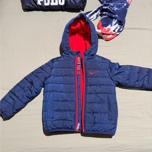 Nike Toddler Navy and Red Hooded Jacket